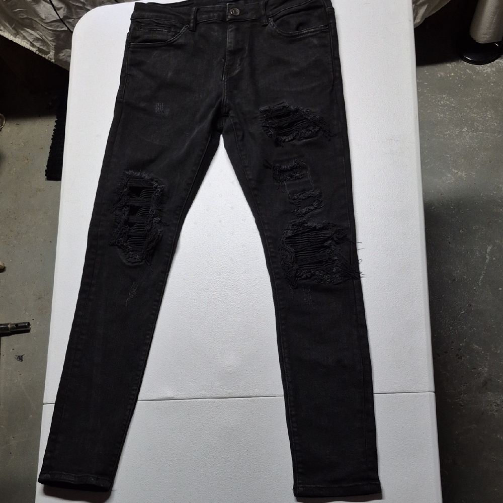 Men's Distressed Black Skinny Jeans